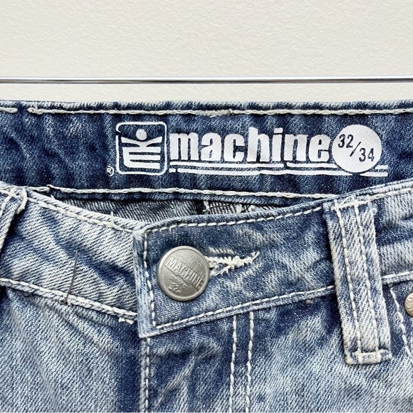 Vintage Machine Distressed Flag Patchwork Straight Leg Jeans Men’s 32 X 34 - Picture 5 of 16